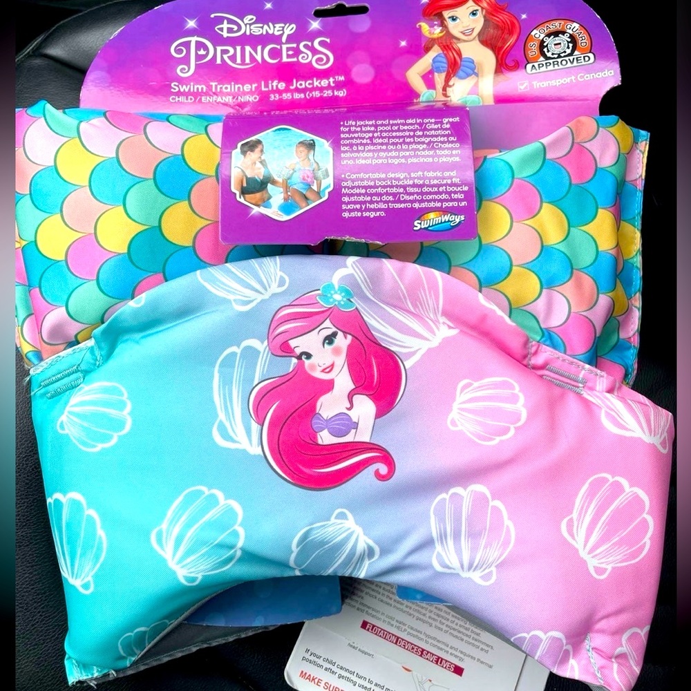 Ariel the little mermaid puddle jumper swim vest trainer lifevest pool safety